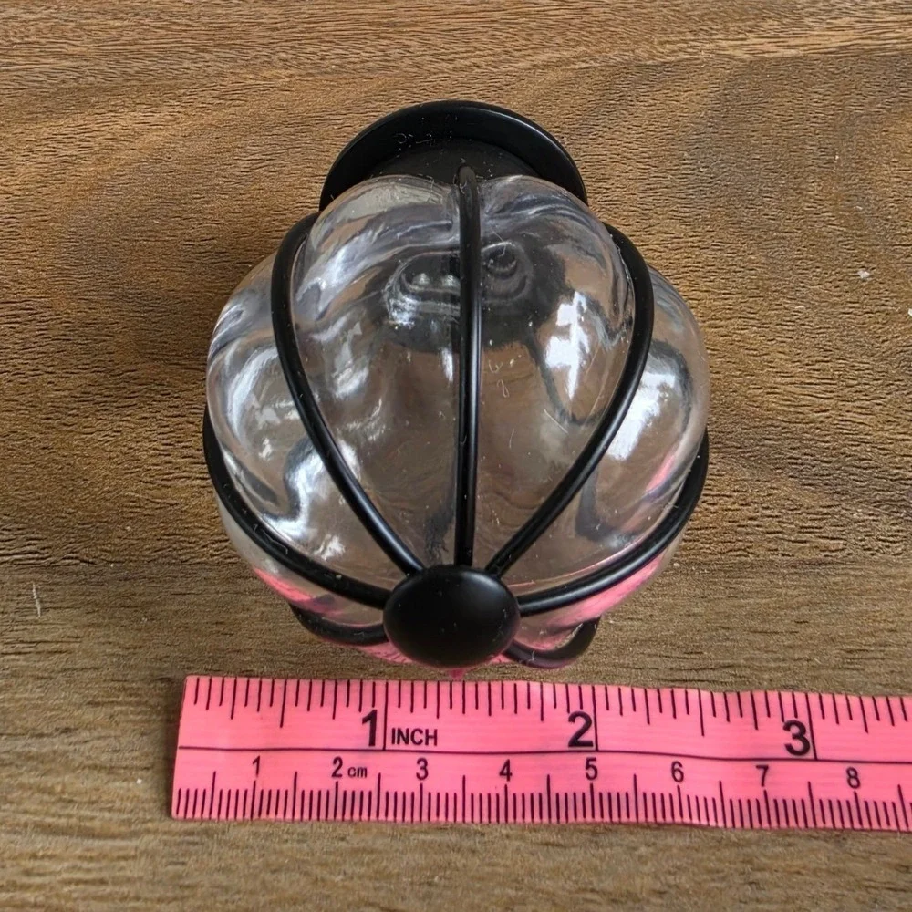 IKEA BLAST Curtain Rod Finials Set of 2 Glass Globe & Black HUGAD & RACKA NEW